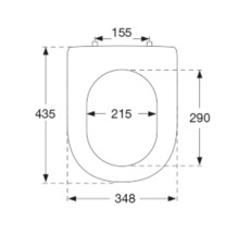 Schéma technique d''un siège de WC avec dimensions.
