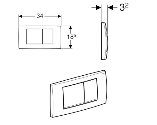 Schéma technique d''une plaque de commande avec indications de dimensions