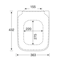 Schéma technique siège de toilette avec dimensions