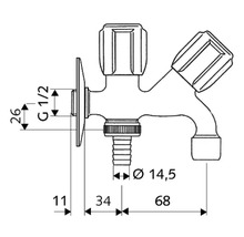 Dessin technique d''un robinet d''eau avec cotes