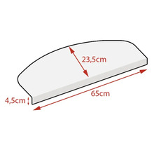 Schéma d''un appui de fenêtre avec dimensions : 65 cm de long, 23,5 cm de profondeur et 4,5 cm de haut