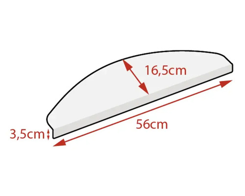 Regalboden mit Maßangaben 56 cm Länge, 16,5 cm Breite und 3,5 cm Dicke