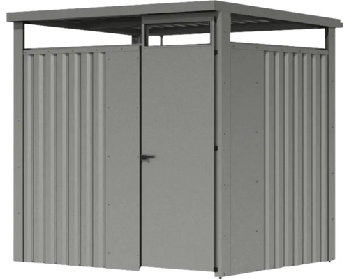 Abri de jardin métallique avec porte et paroi à lamelles