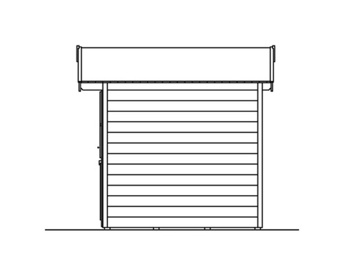 Dessin d''un abri de jardin avec mur en bois