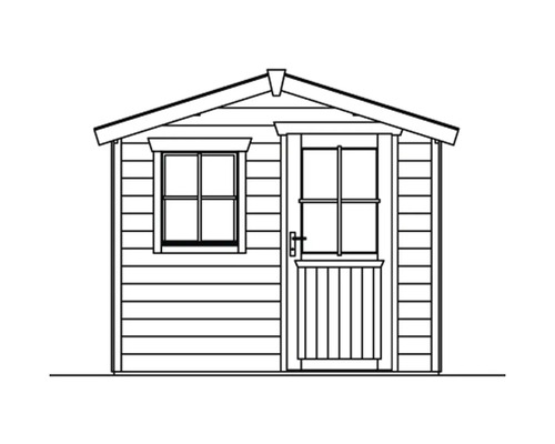 Schéma d''un abri de jardin avec fenêtre et porte