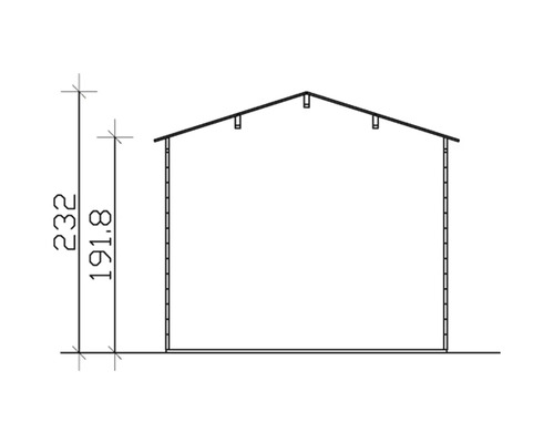 Dessin technique d''une cabane de jardin avec dimensions