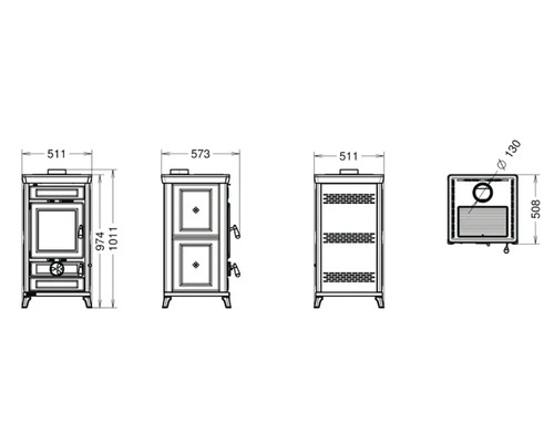 Abmessungen des Holzofens