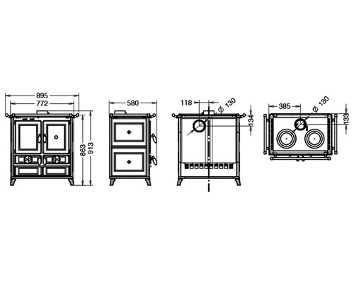 Dimensions du poêle à bois