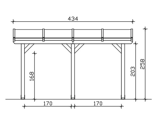 Schéma technique d''un carport avec dimensions