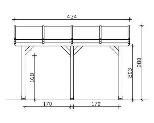 Dessin technique d''un toit de terrasse avec dimensions