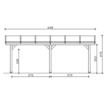 Dessin technique d''une pergola en bois avec dimensions.