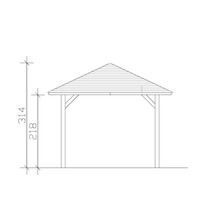 Dessin technique d''un pavillon avec indications de hauteur