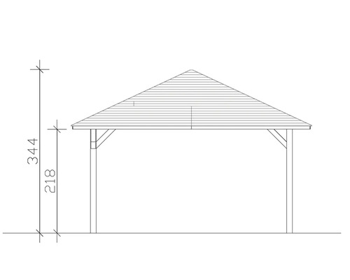 Technische Zeichnung eines Pavillons mit Höhenangabe