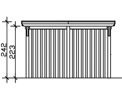 Technische Zeichnung eines Sichtschutzzauns mit Maßangaben