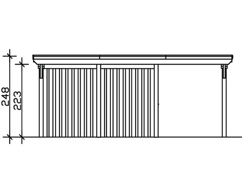 Technische Zeichnung eines Gerätehauses mit Höhenangabe