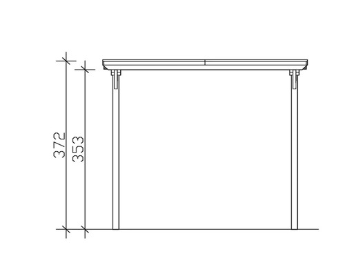 Technische Zeichnung eines Carports mit Maßangaben