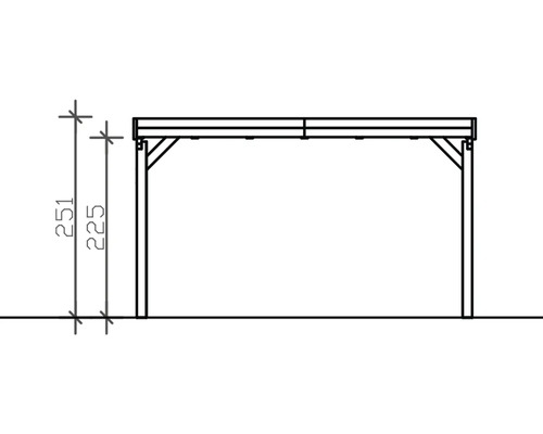 Technische Zeichnung eines Carports mit Maßangaben