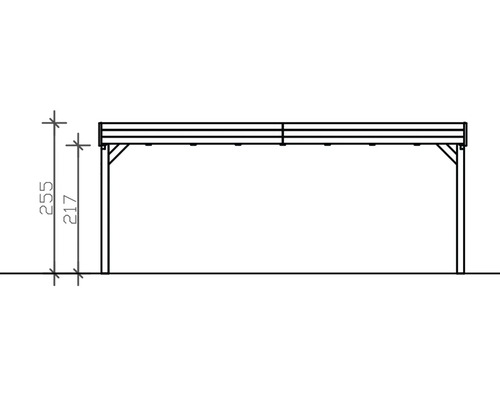 Skizze eines Carports mit den Massen 255 mal 217 Zentimeter.