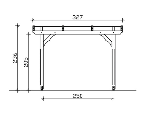 Schéma technique d''une pergola avec dimensions
