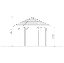 Dessin technique d''un pavillon avec indications de hauteur