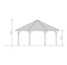 Dessin technique d''un pavillon avec indication de la hauteur