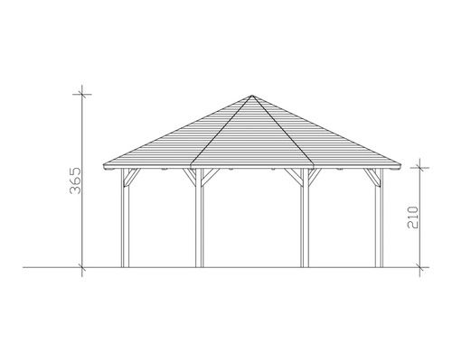 Dessin technique d''un pavillon avec indication de la hauteur