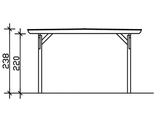 Dessin technique d''une pergola en bois avec indication de la hauteur
