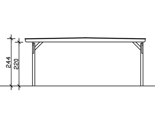 Dessin technique d''un abri de voiture avec indication de hauteur