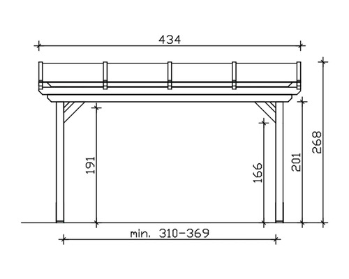 Schéma technique d''un abri de jardin avec dimensions