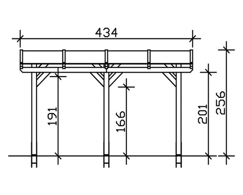Dessin technique d''un pavillon en bois avec dimensions