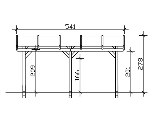 Dessin technique d''un pavillon en bois avec cotes