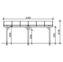 Schéma technique d''une cabane de jardin avec indications de dimensions