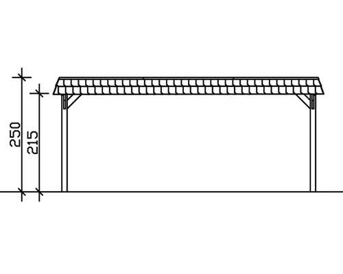 Technische Zeichnung eines Pavillons mit Maßangaben
