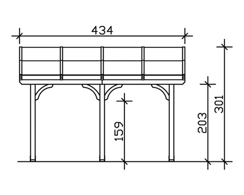 Dessin technique d''un pavillon en bois avec dimensions