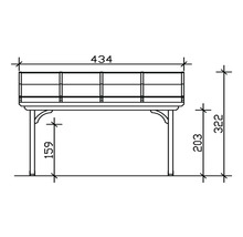 Dessin technique d''une table de plantation avec dimensions.