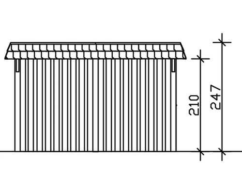 Technische Zeichnung eines Gerätehauses mit Größenangaben