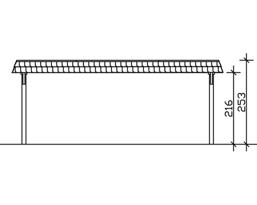 Zeichnung eines Unterstandes mit Massangaben