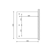 Schéma technique avec les dimensions 434, 350, 305 et 170.