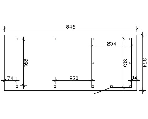 Technische Zeichnung mit Massangaben in Millimeter
