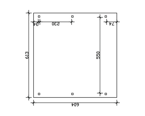 Technische Zeichnung mit Maßangaben