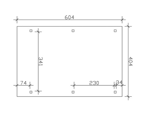 Technische Zeichnung mit Maßangaben: 604, 404, 341, 230, 74, 34
