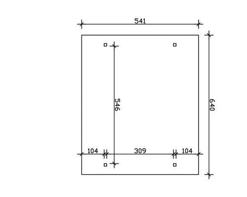 Technische Zeichnung mit Maßangaben für ein Produkt, Abmessungen 541 x 640 mm.