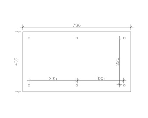 Dessin technique avec dimensions : 786 et 439