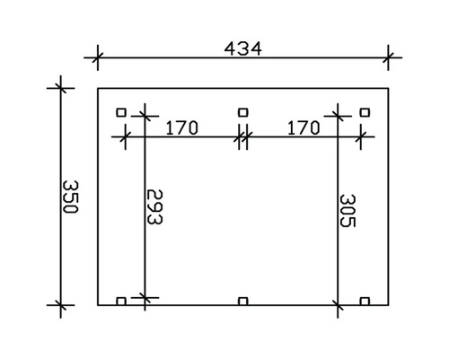 Dessin technique avec cotes pour une structure rectangulaire