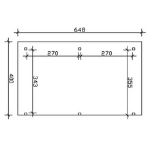 Dessin technique avec cotes pour un rectangle d''une largeur de 648 millimètres et d''une hauteur de 400 millimètres