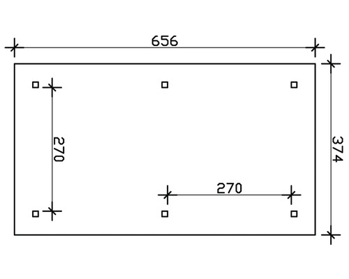 Dessin technique avec dimensions 656 x 374 mm