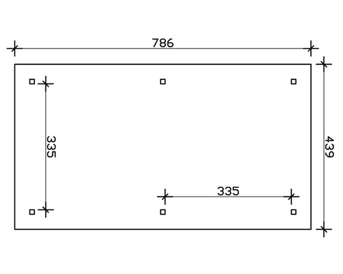 Technische Zeichnung mit Maßangaben: 786 und 439, sowie 335.