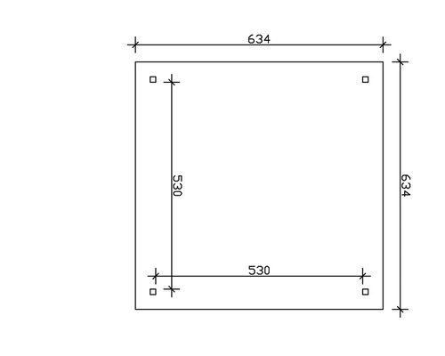 Technische Zeichnung mit Maßangaben: 634 und 530
