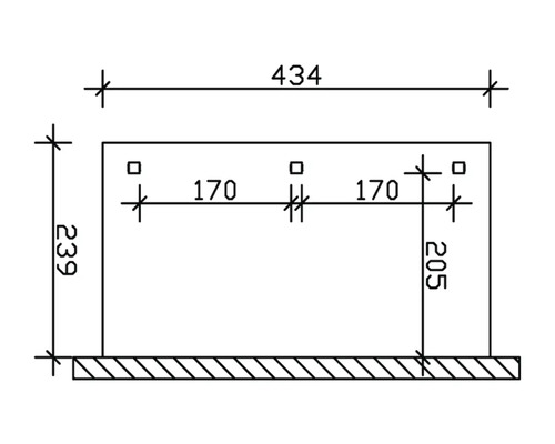 Technische Zeichnung mit Maßangaben.
