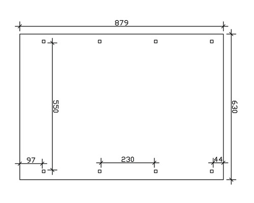 Technische Zeichnung mit Maßangaben: 879, 630, 550, 230, 144, 97